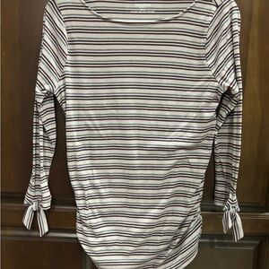 Motherhood Black and White Striped Long Sleeve Top